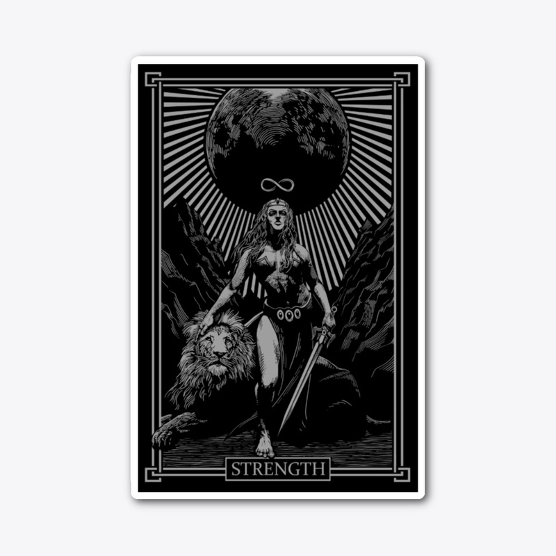 STRENGTH TAROT GREY ON GREY DESIGN