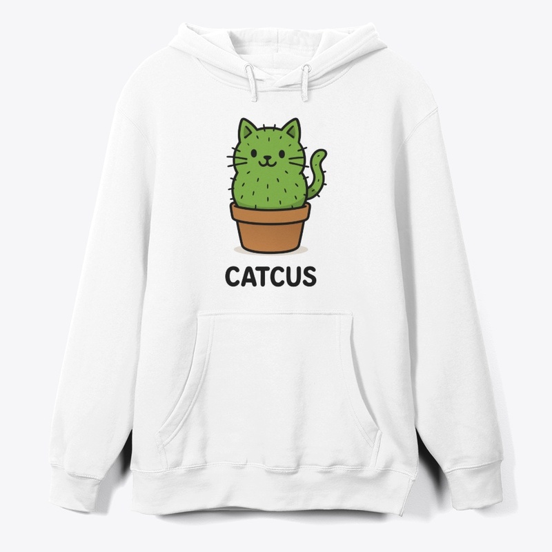 Cute Cartoon Cat Cactus Illustration