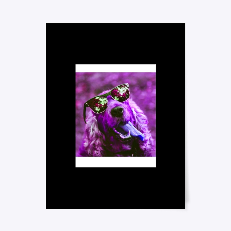 Purple Golden Retriever with Sunglasses