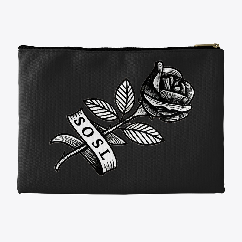 Single Rose keepsake pouch in mono