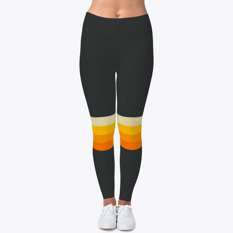 Orange Yellow Retro Stripes On Dark