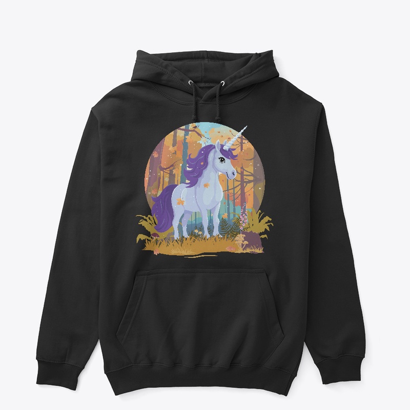 cute unicorn in a fall landscape