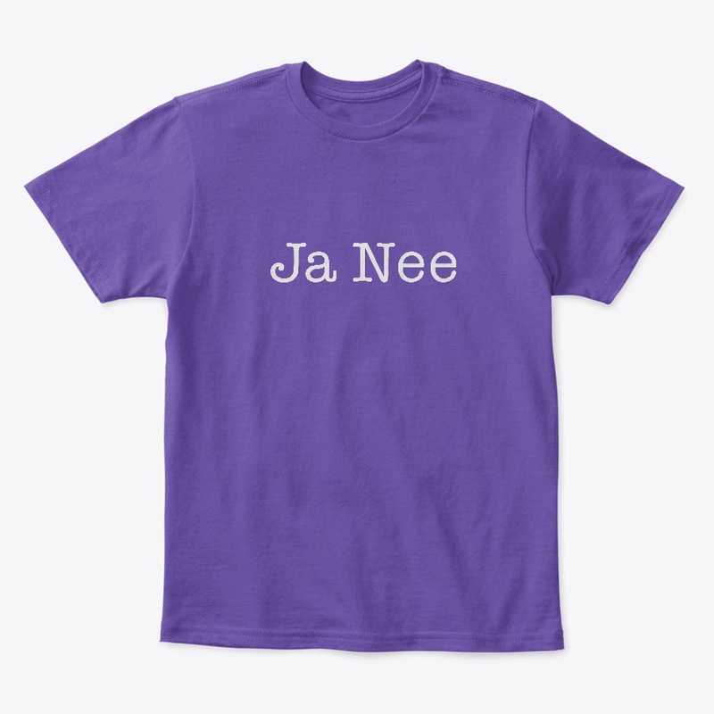 Ja Nee in white font