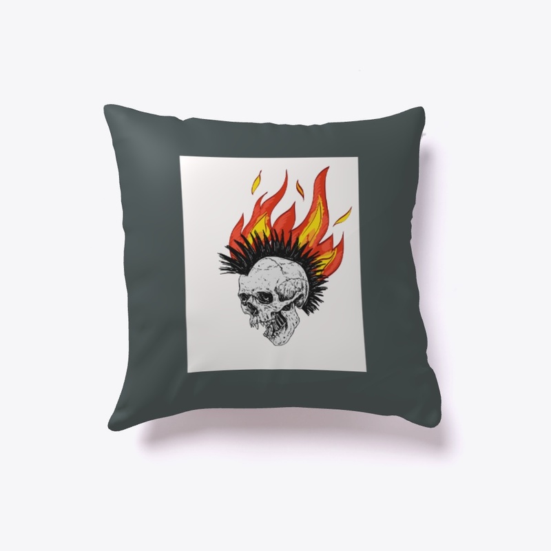 black orange gothic skull flame 