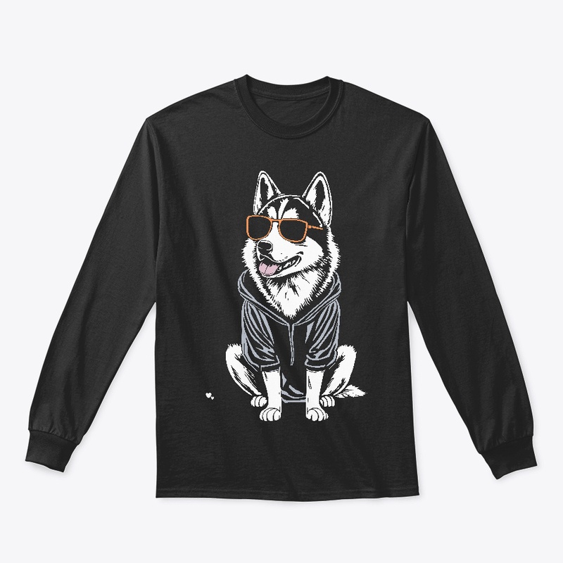 Funny Siberian Husky wearing sunglasses