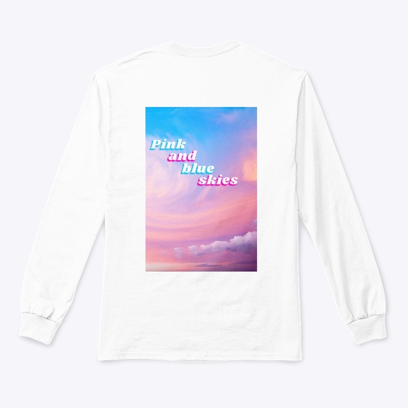 pink and blue skies tee shirt