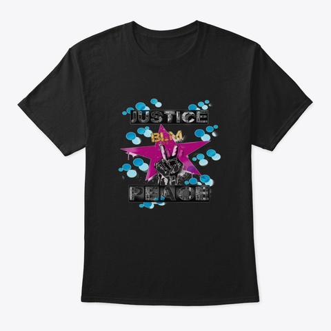 Justice Peace Black T-Shirt Front