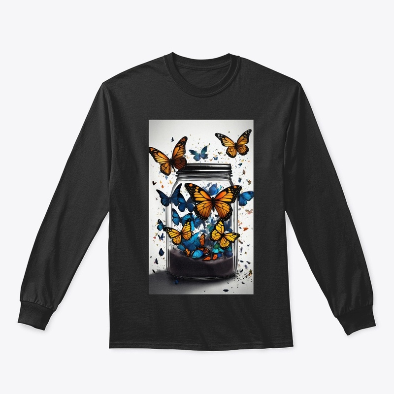Golden Flutter: Luxe Butterfly T-Shirt 