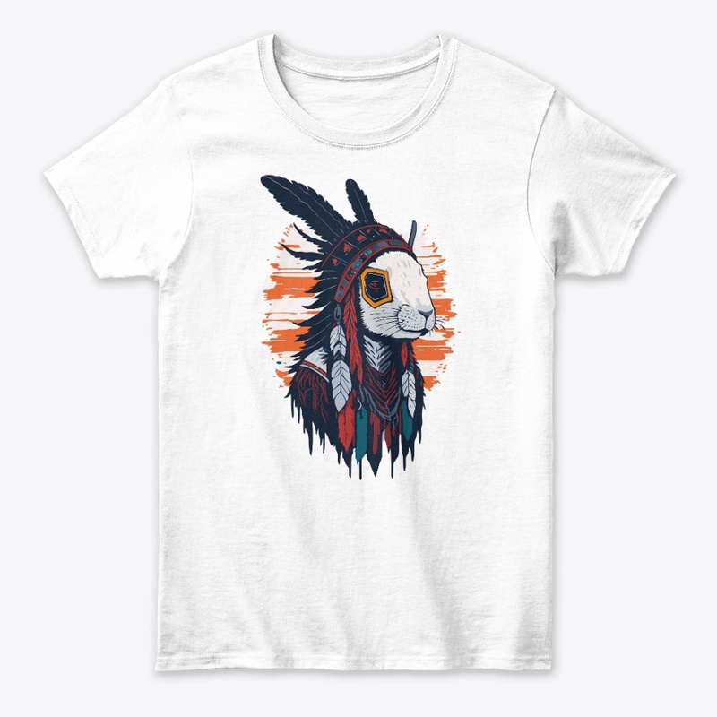 Rabbit with headdress american  tshirt