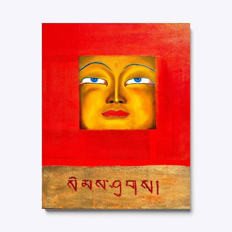 Tibetan Buddha in orange and gold