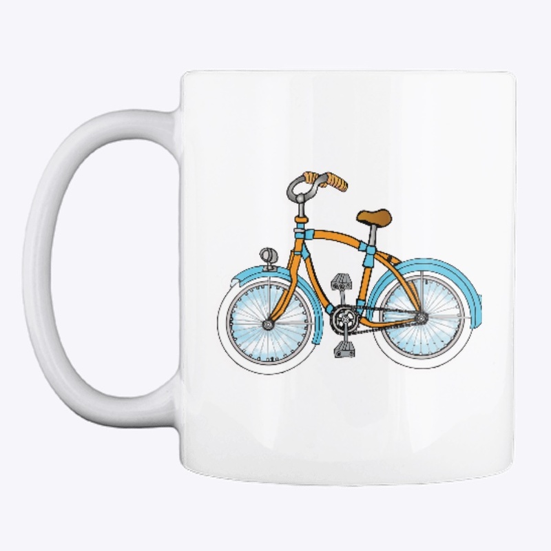 Orange and blue bicycle...