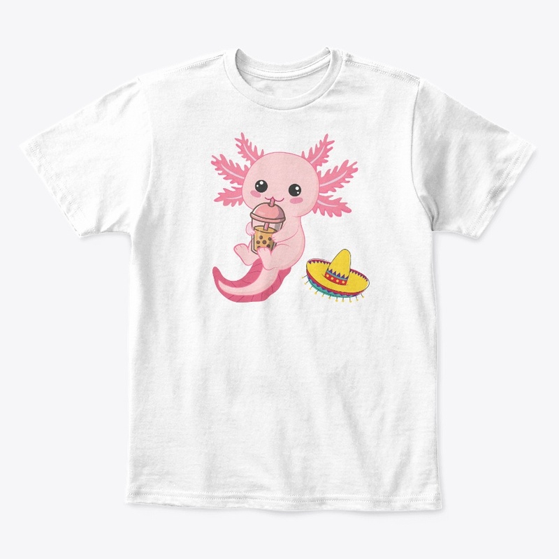 Cute Axolotl Drinking Bubble Tea