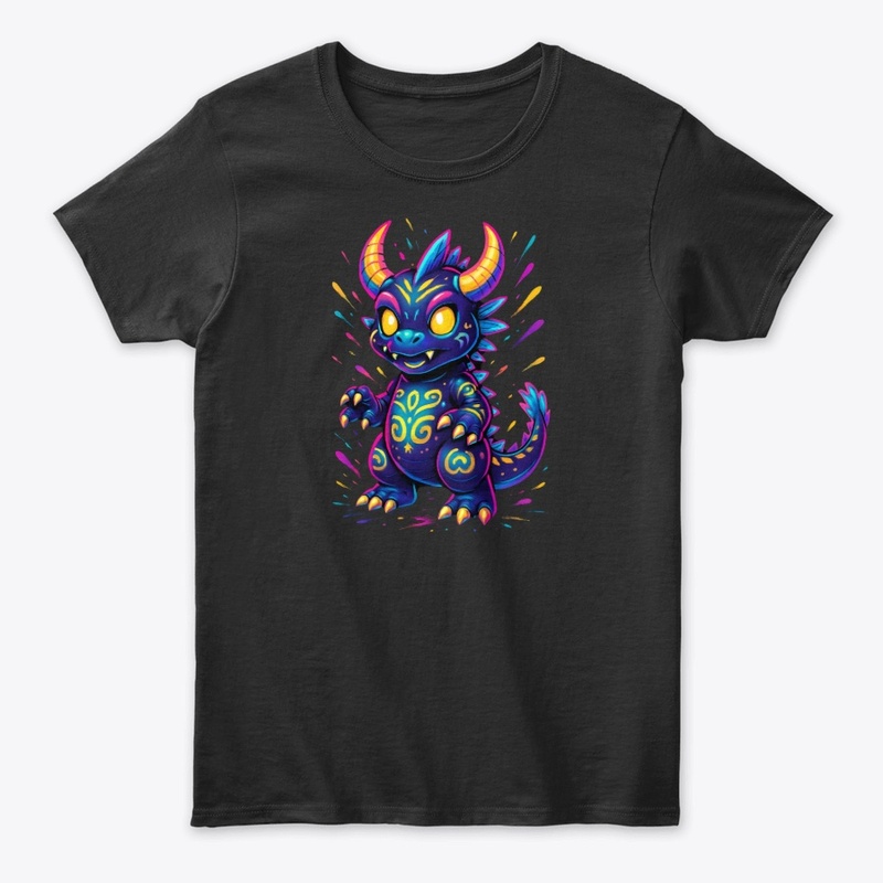 Neon Baby Dragon Fantasy Art