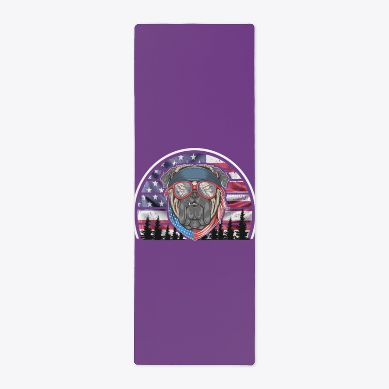 Bulldog w/scarf with the American flag
