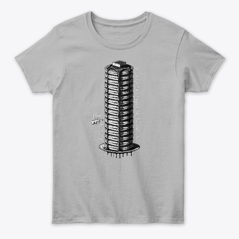 Flapjack Stack womens tee in monochrome