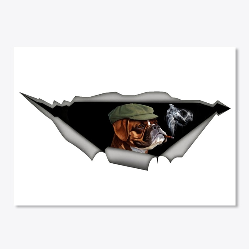 Boxer dog smoking cigar decal