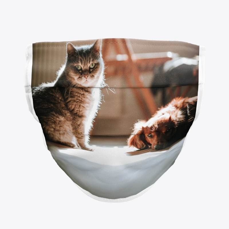 Cute cat and dog face mask