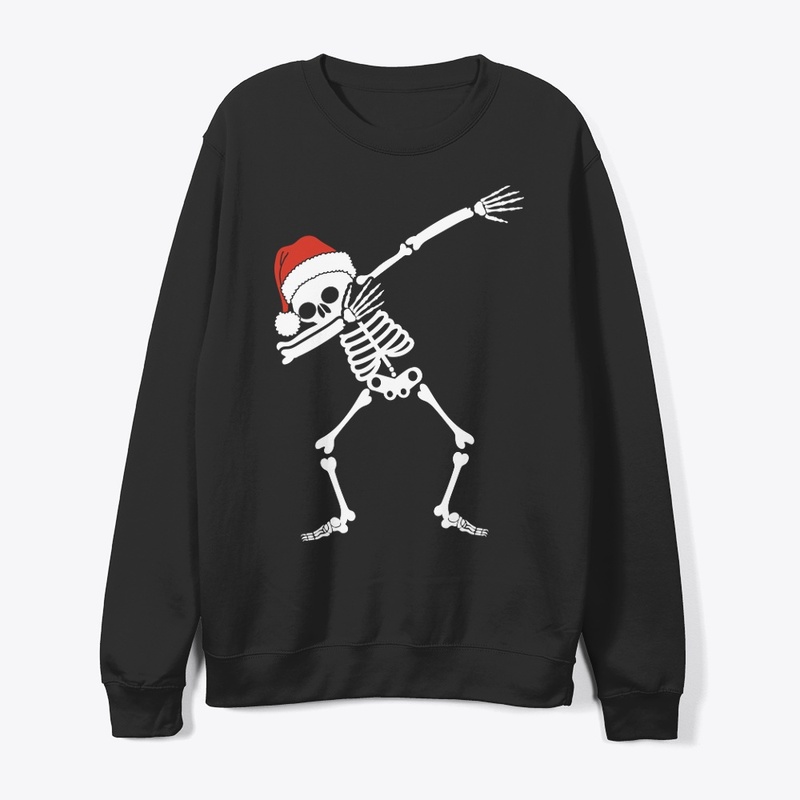 Dabbing Skeleton With Santa Hat