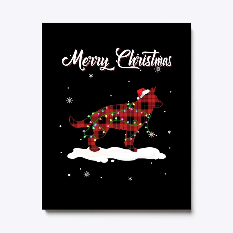 German Shepherd Christmas Red Plaid Dog