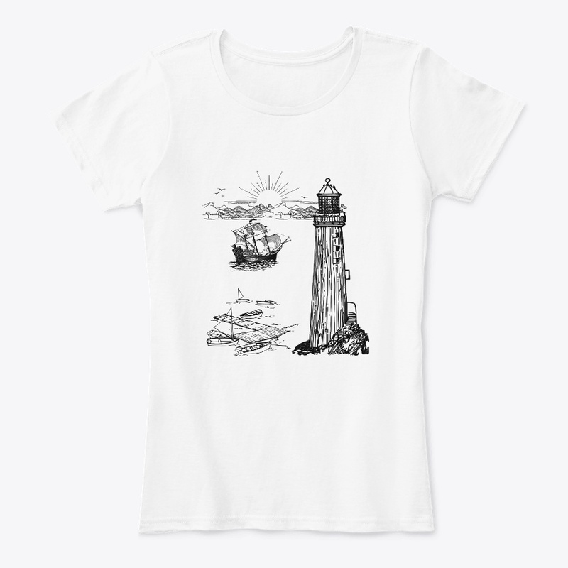 Scathe t shirt, light house t shirt 
