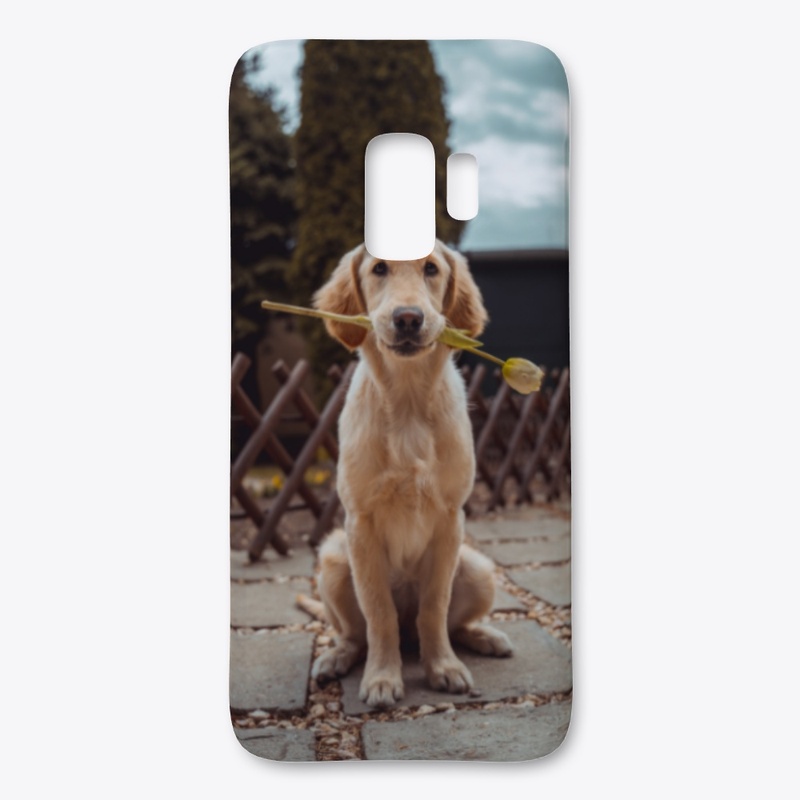 Dog Holding Flower Case