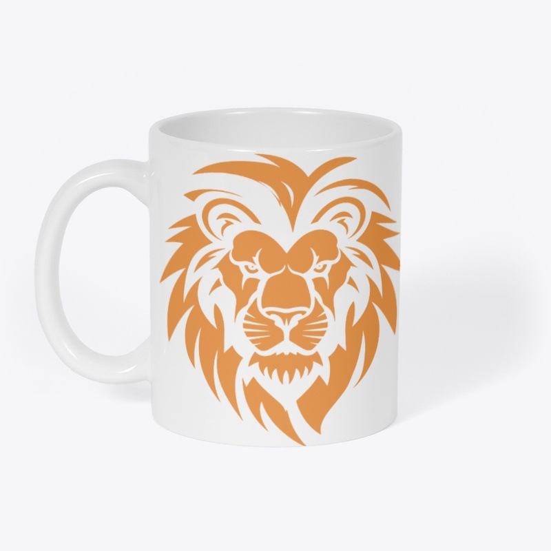 Simple orange lion head silhouette logo