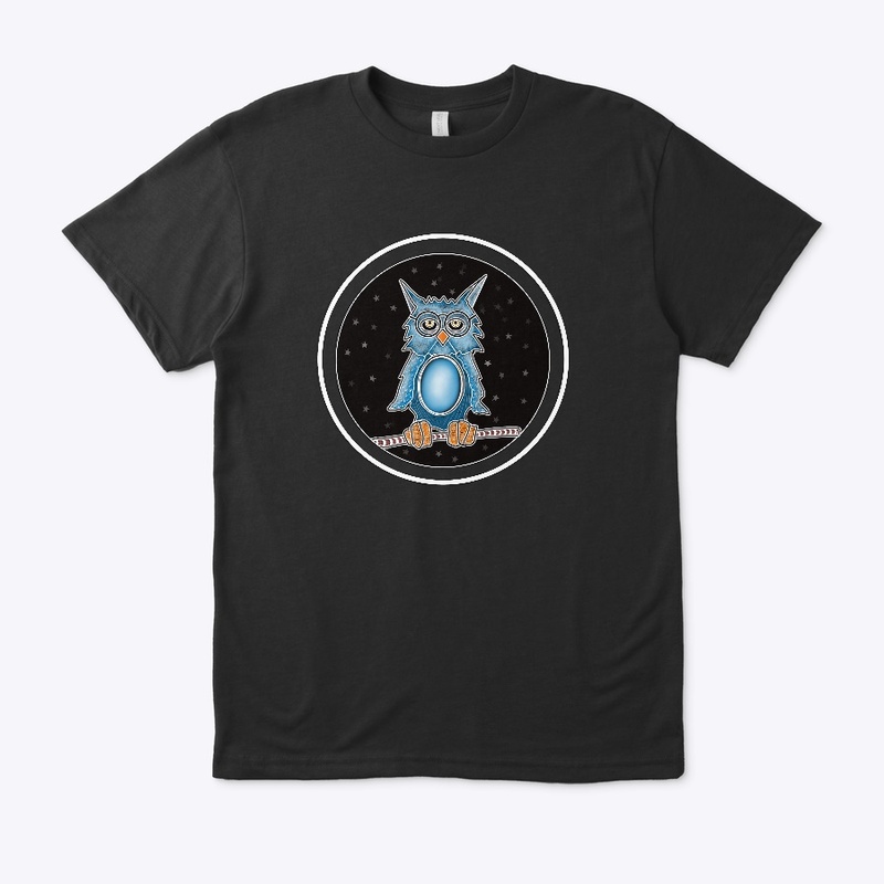 A blue owl with glasses...