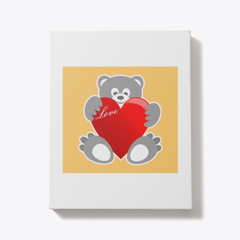 cute bear having big red heart