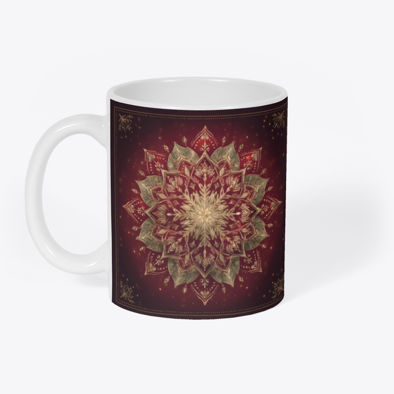 Ornate Red Gold Mandala Sacred Art