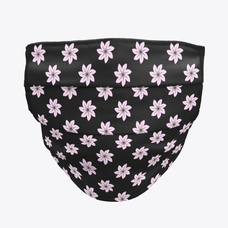 Black Pink Flowers Face Mask