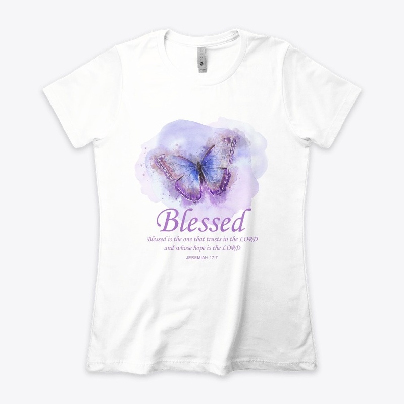 Womens Christian Butterfly Verse Blessed