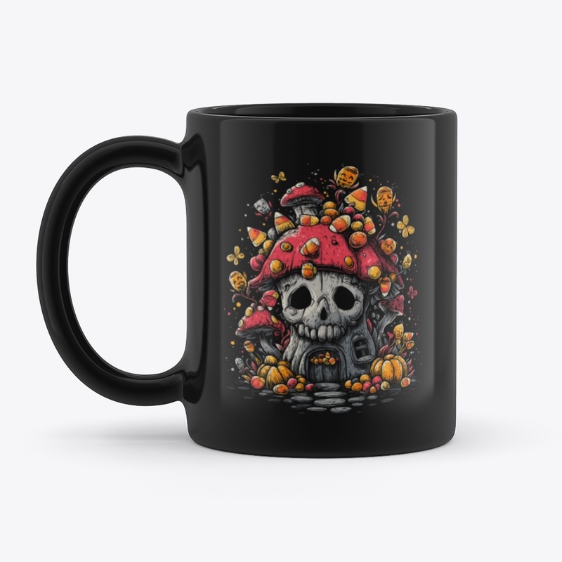 Cute Skull Mushroom House