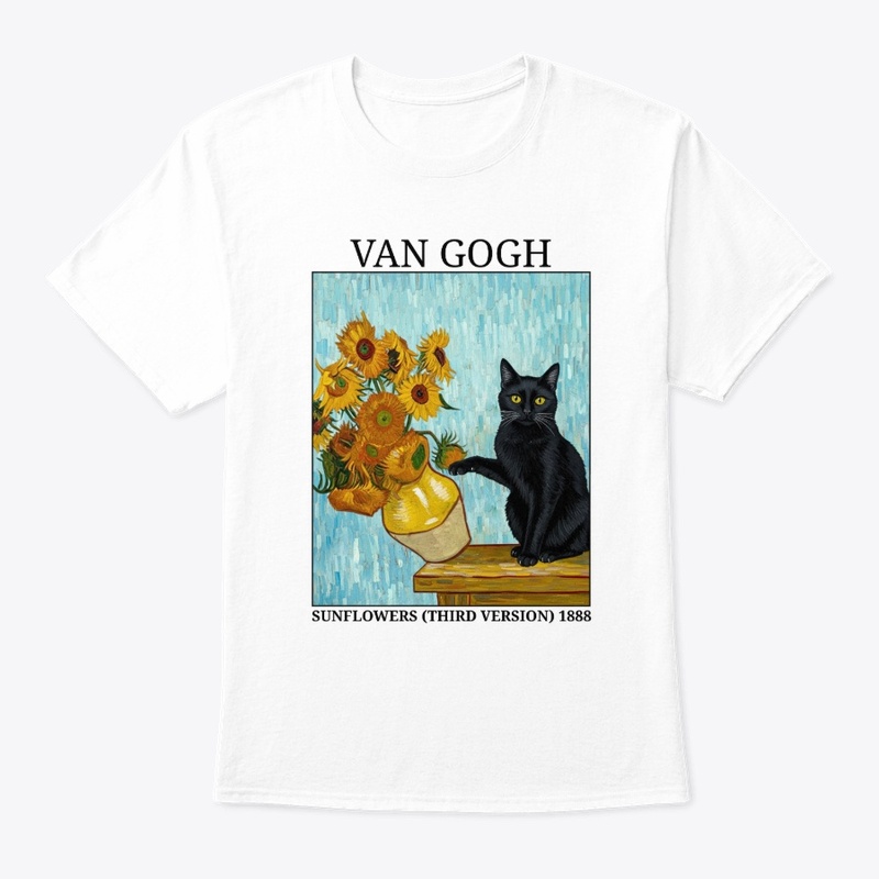 Van Gogh Sunflowers Cat