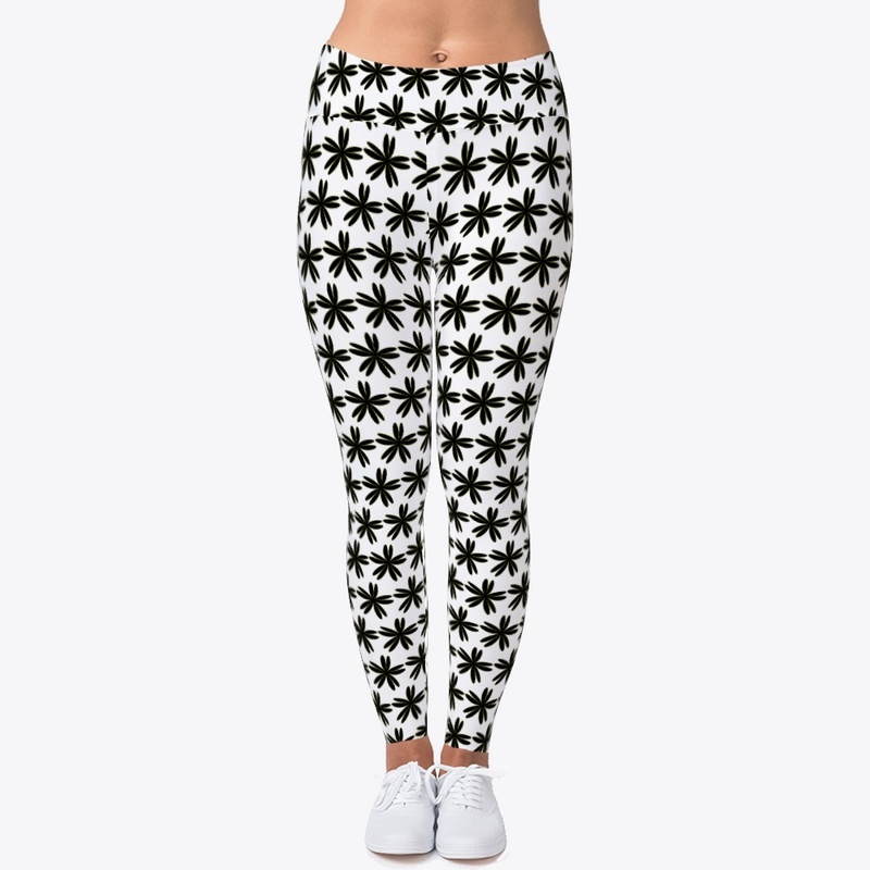 Black and white floral leggings