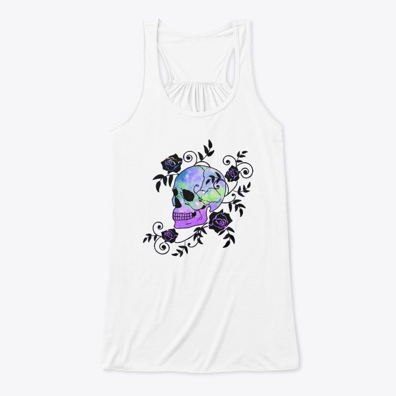 Multi color skull and rose