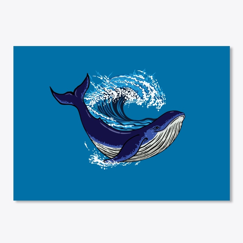 Blue Whale and wave