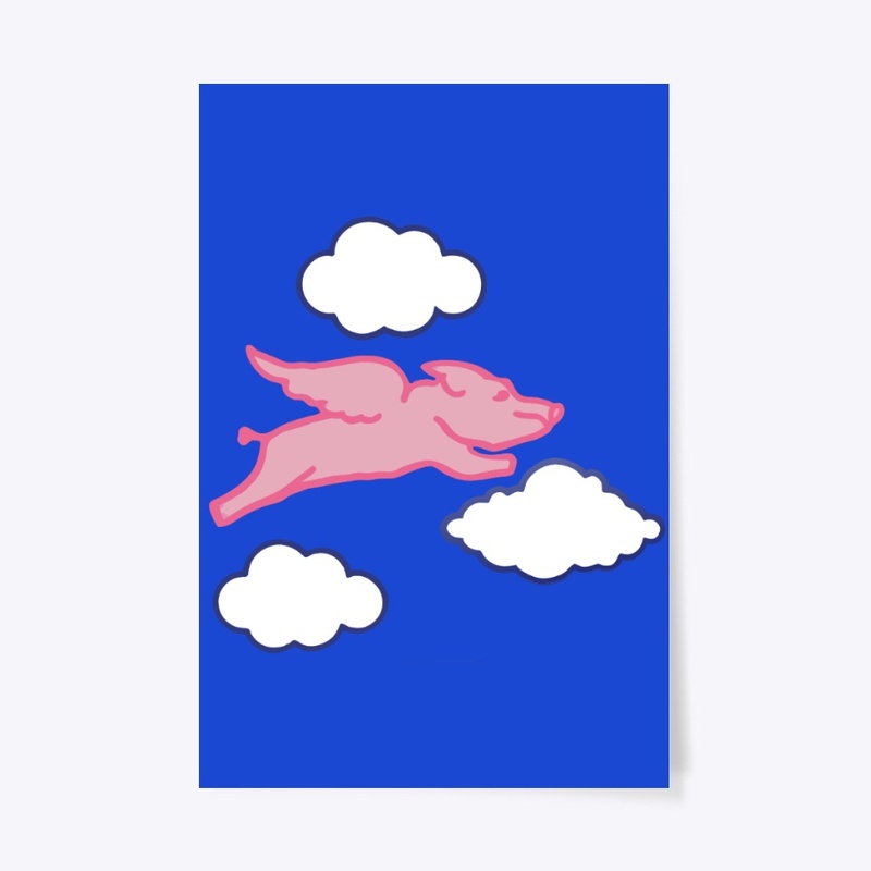 When Pigs Fly Whimsical Sky Illustration