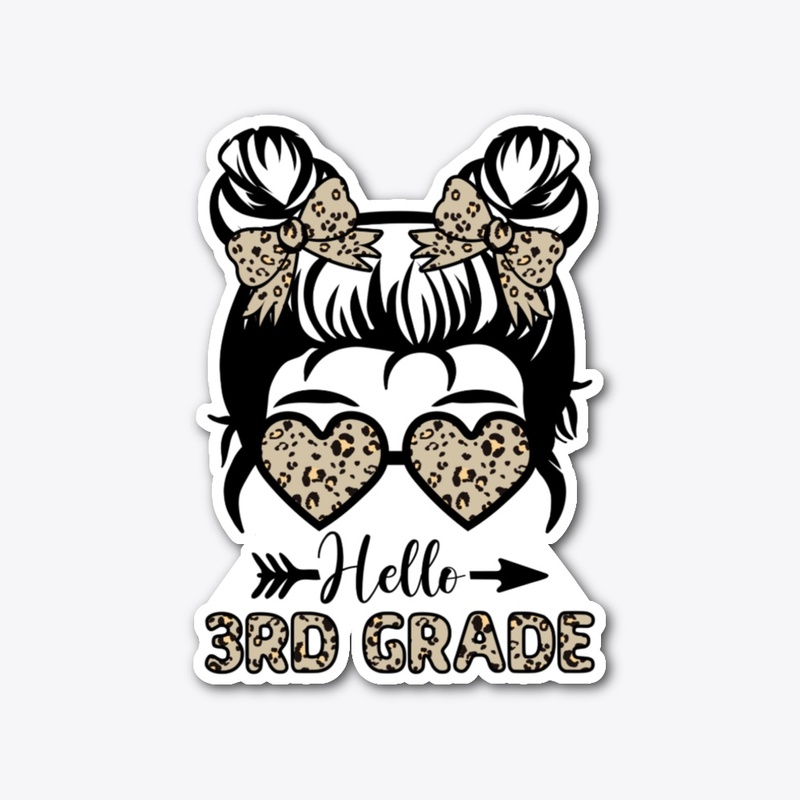 Hello 3rd Grade Messy Bun - Leopard