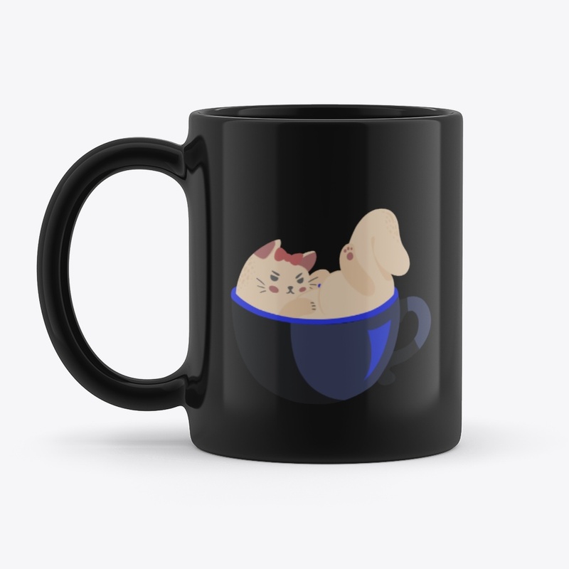 Cat enjoying coffee