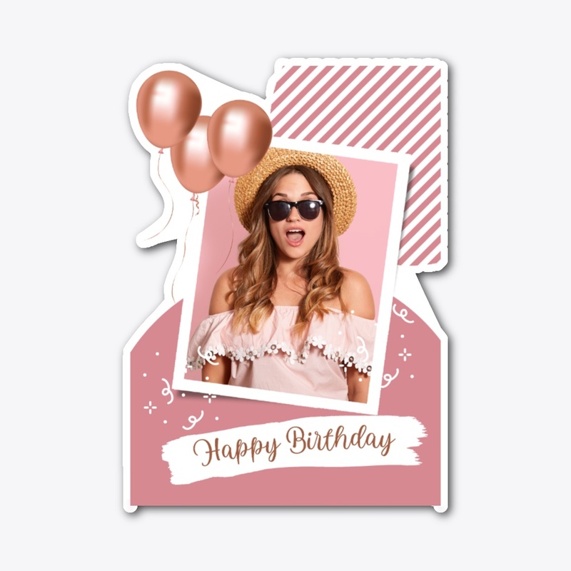 Pink White Minimalist Happy Birthday 