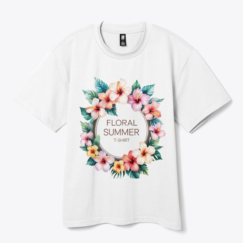 Tropical Floral Circle Graphic Design 