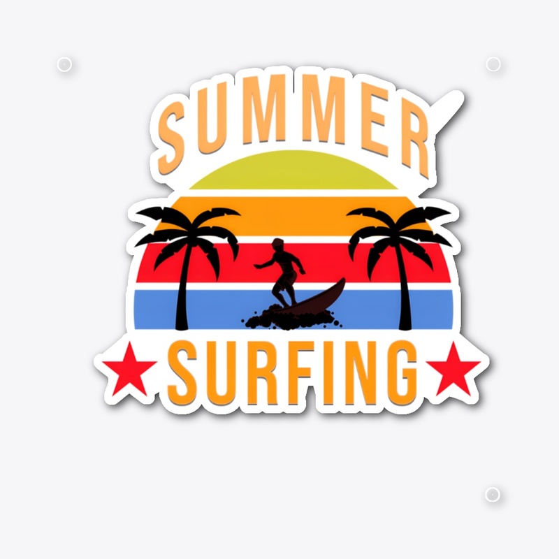 Retro Summer Surfing Beach Design