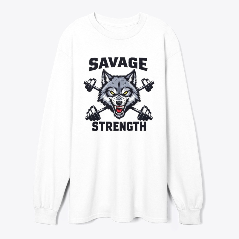 Savage Strength – Wolf & Barbell T-Shirt