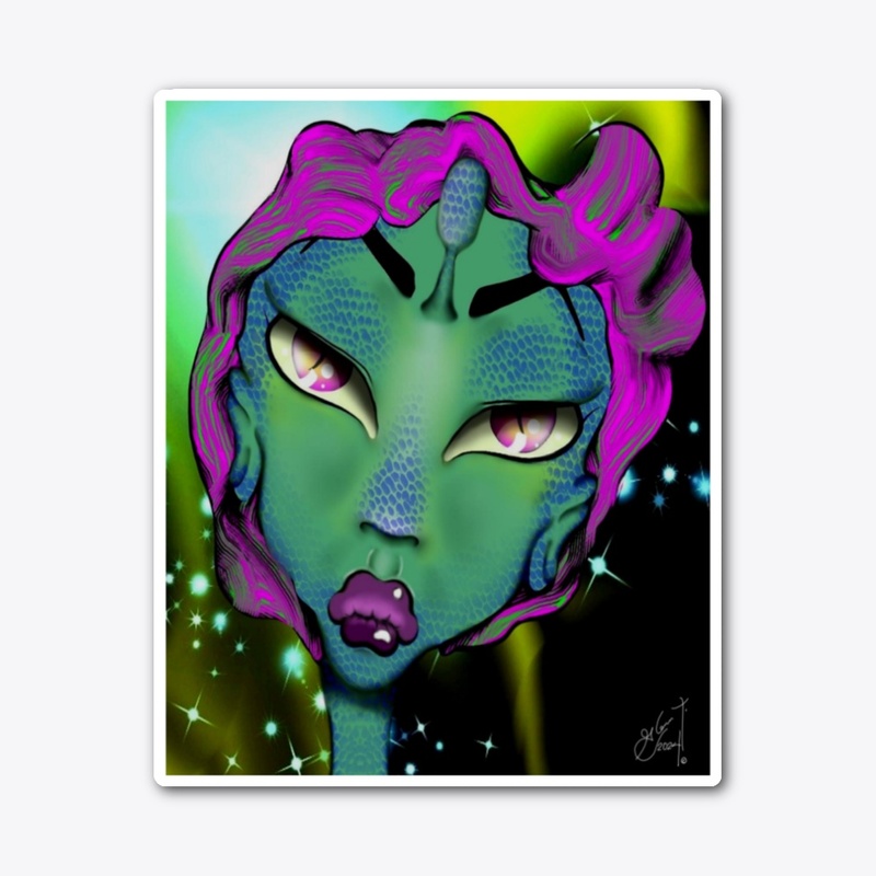 GREEN SNAKE EYED FEMALE ALIEN