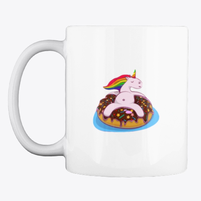 Rainbow unicorn on a donut tube