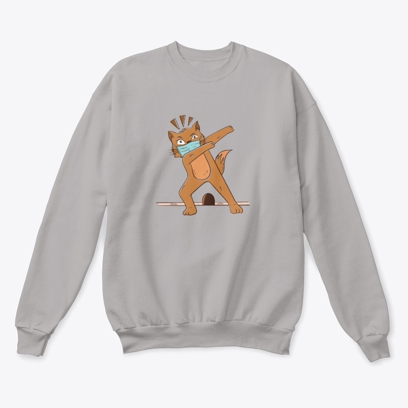 Pet cat in covid-19 mask funny cartoon