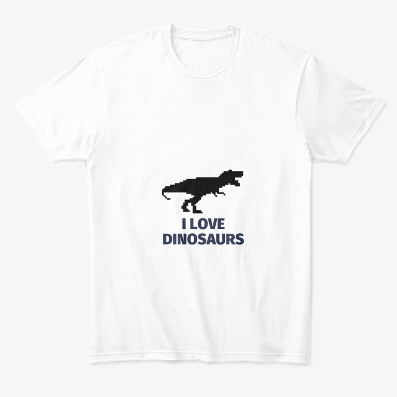 Pixel Art Dinosaur 4 White