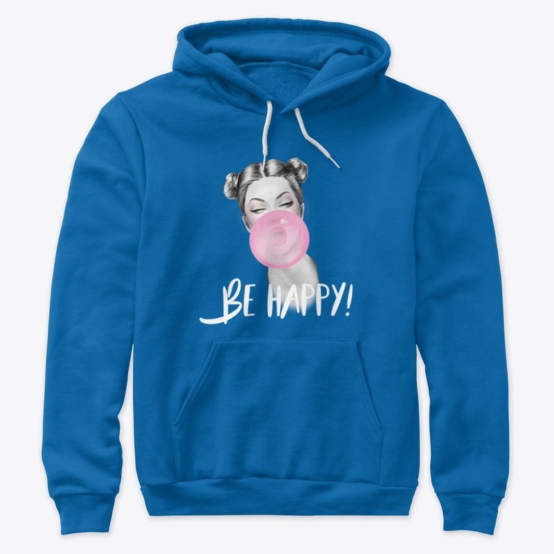 Be Happy Premium Hoodie - White Letters