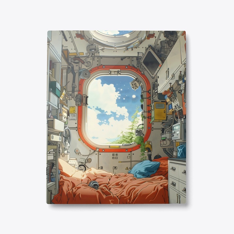  Metal Print Cozy Space Capsule Bedroom