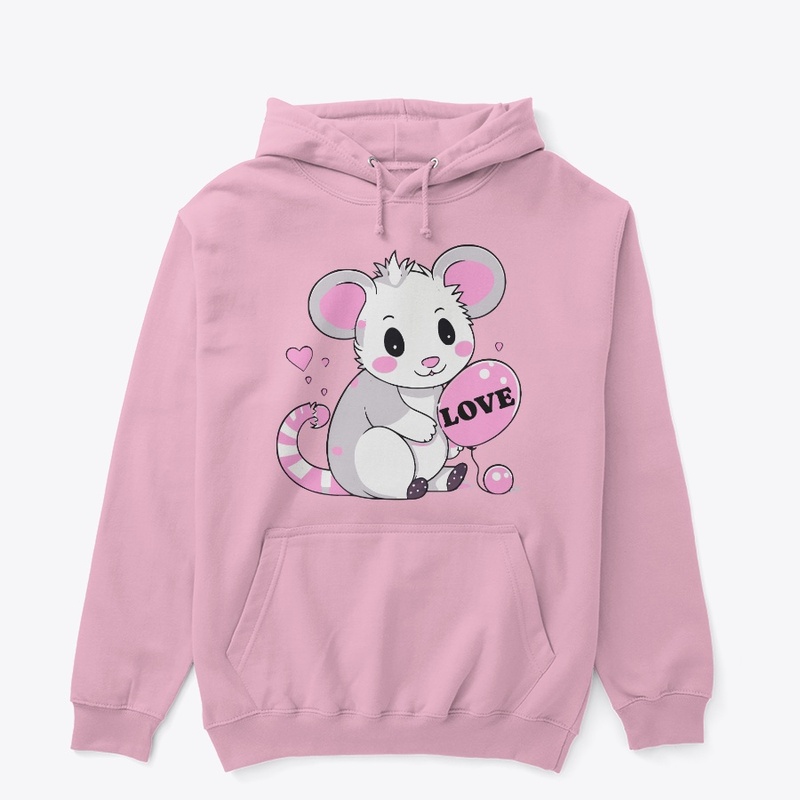 Opossum with love balloon 